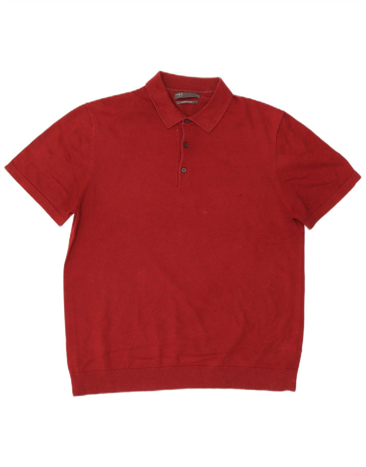 Marks & Spencer Polo para hombre grande de algodón rojo