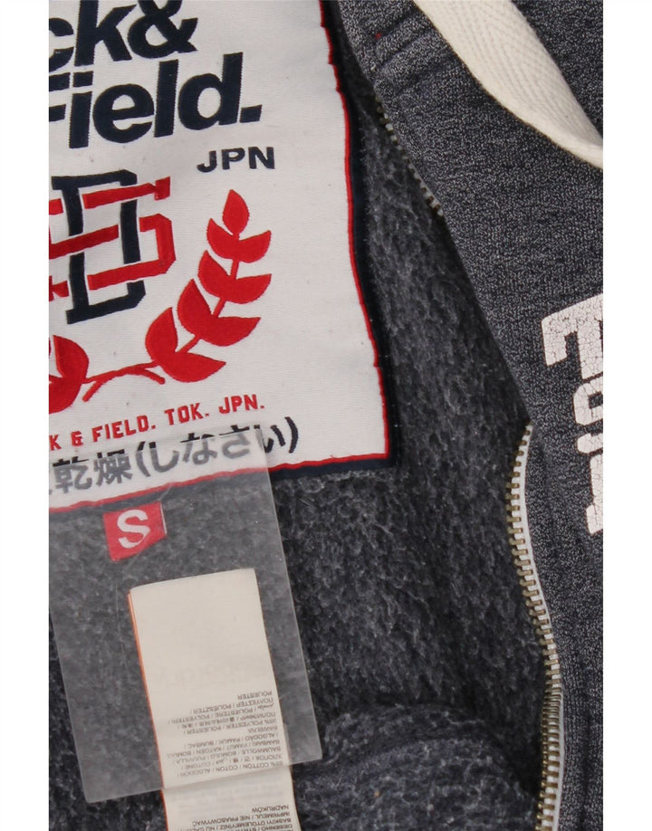 SUPERDRY Suéter con capucha y cremallera gráfica para hombre pequeño de algodón azul marino