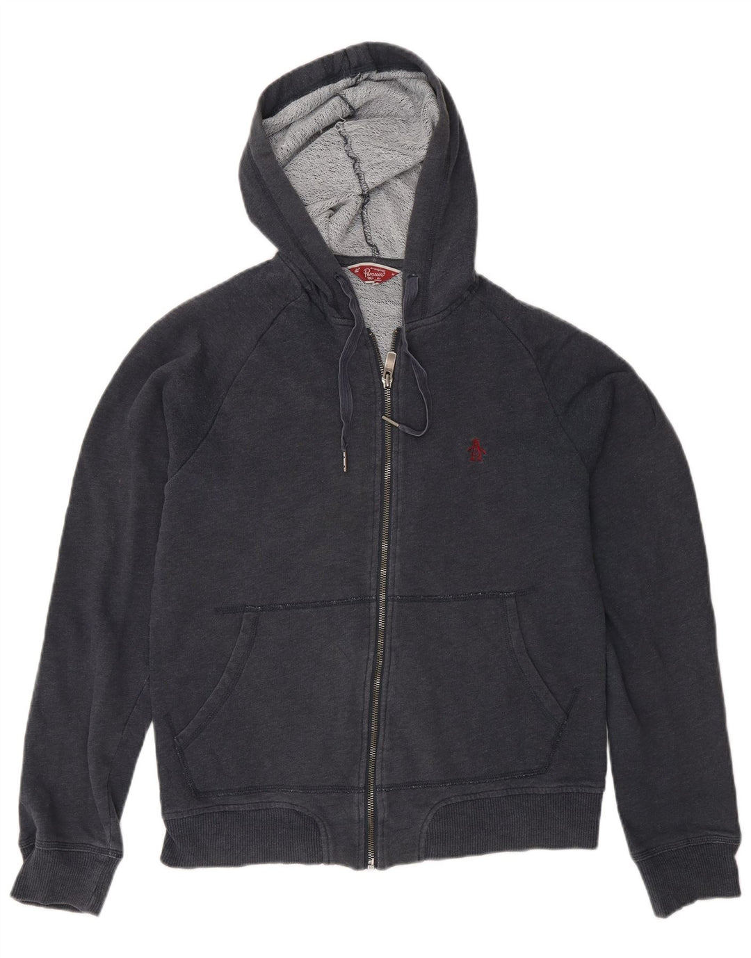 Penguin - Sudadera con capucha y cremallera para hombre, tamaño mediano, azul marino