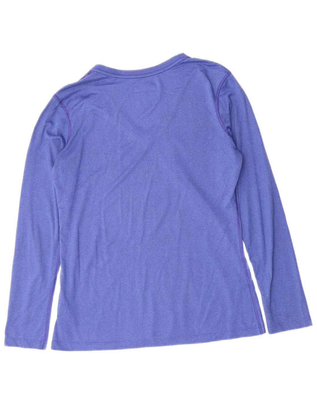 NIKE Womens Dri Fit Regular Fit Top Long Sleeve UK 14 Medium Blue