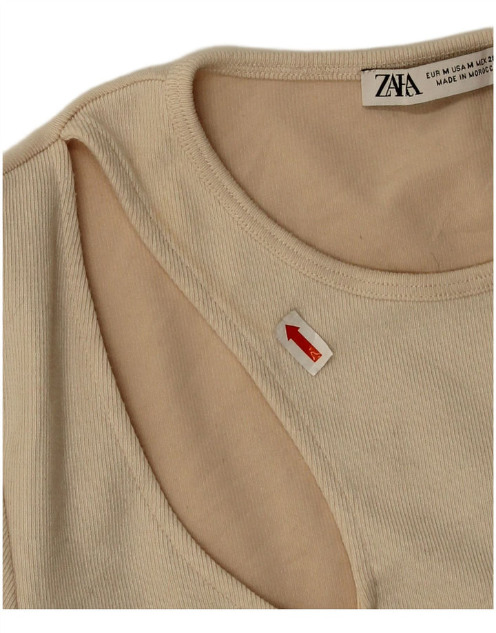 Zara Mujer Body Manga Larga UK 42 Medium Beige