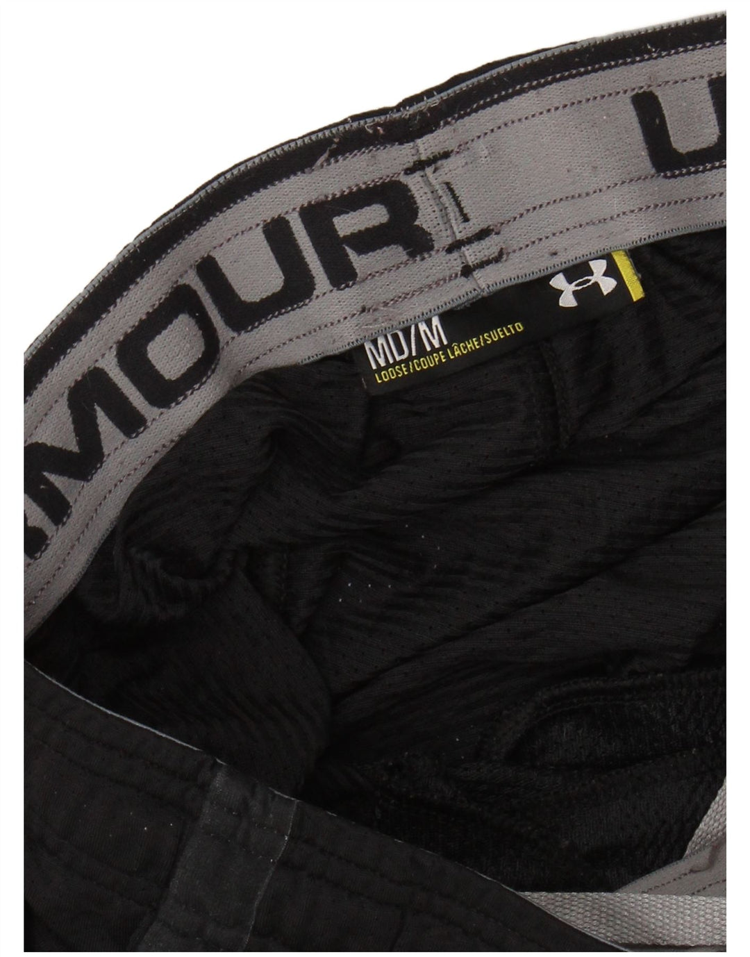 Under Armour Pantalones cortos deportivos de corte holgado para hombre, talla mediana, negro