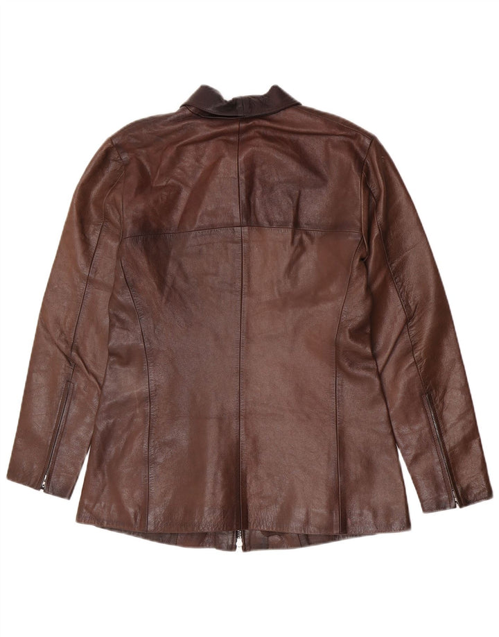 Vintage mujer chaqueta de cuero Reino Unido 14 marrón grande