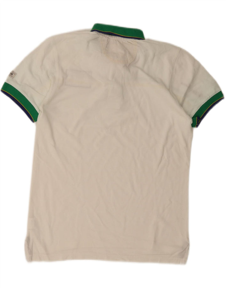 Slam Hombre Polo Gráfico Pequeño Algodón Color Block Blanco