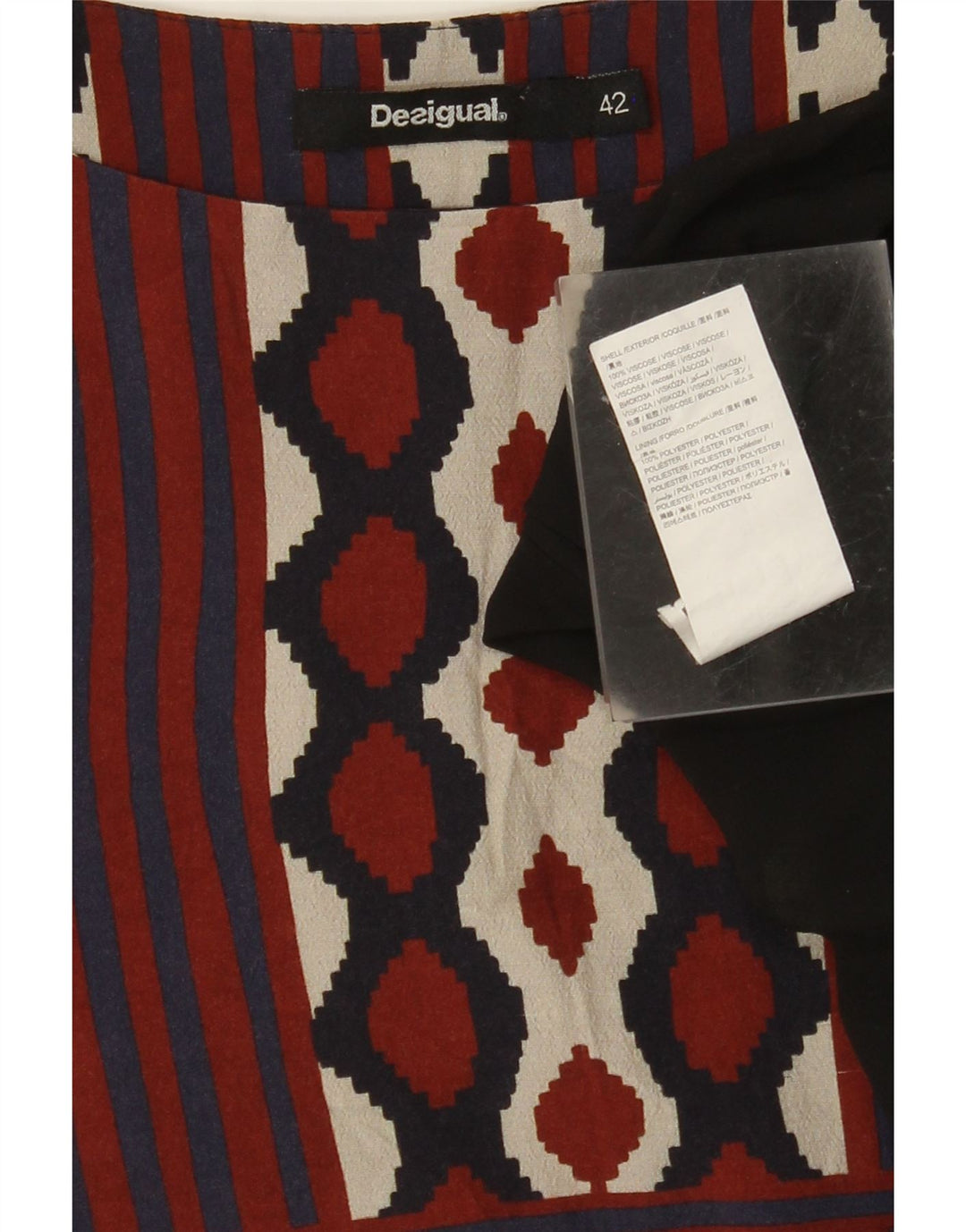 DESIGUAL Vestido acampanado para mujer EU 42 Grande Multicolor Geométrico