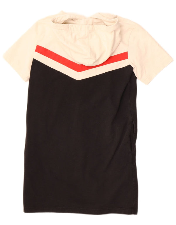 Calvin Klein Jeans Womens Hooded T-Shirt Dress UK 4 XS Black Colourblock