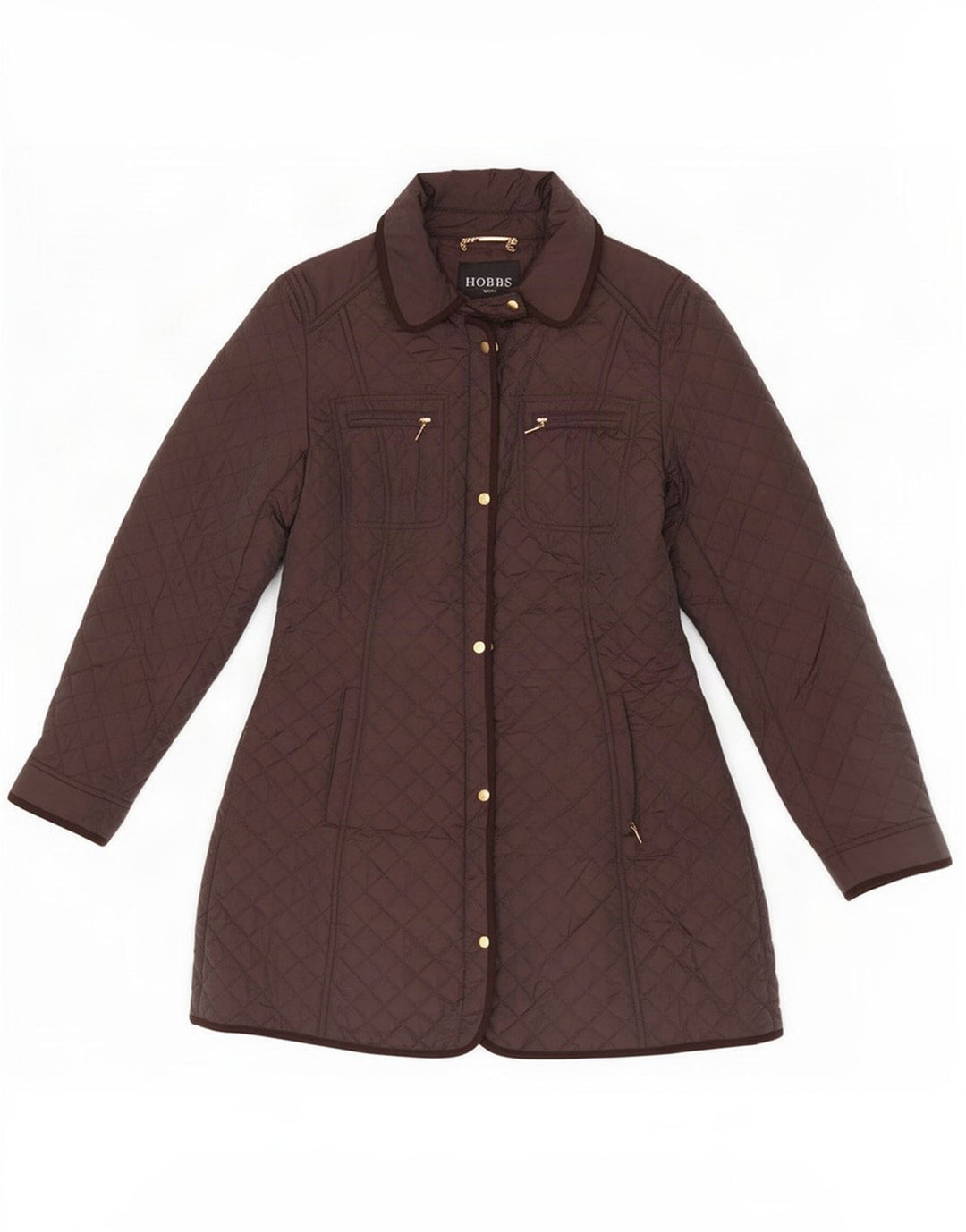 Chaqueta acolchada Hobbs para mujer UK 42 Nylon marrón medio