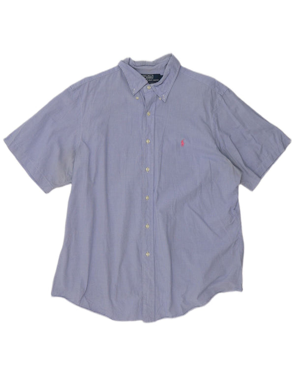Polo Ralph Lauren Camisa de manga corta para hombre Talla 17 43 XL Azul Vichy