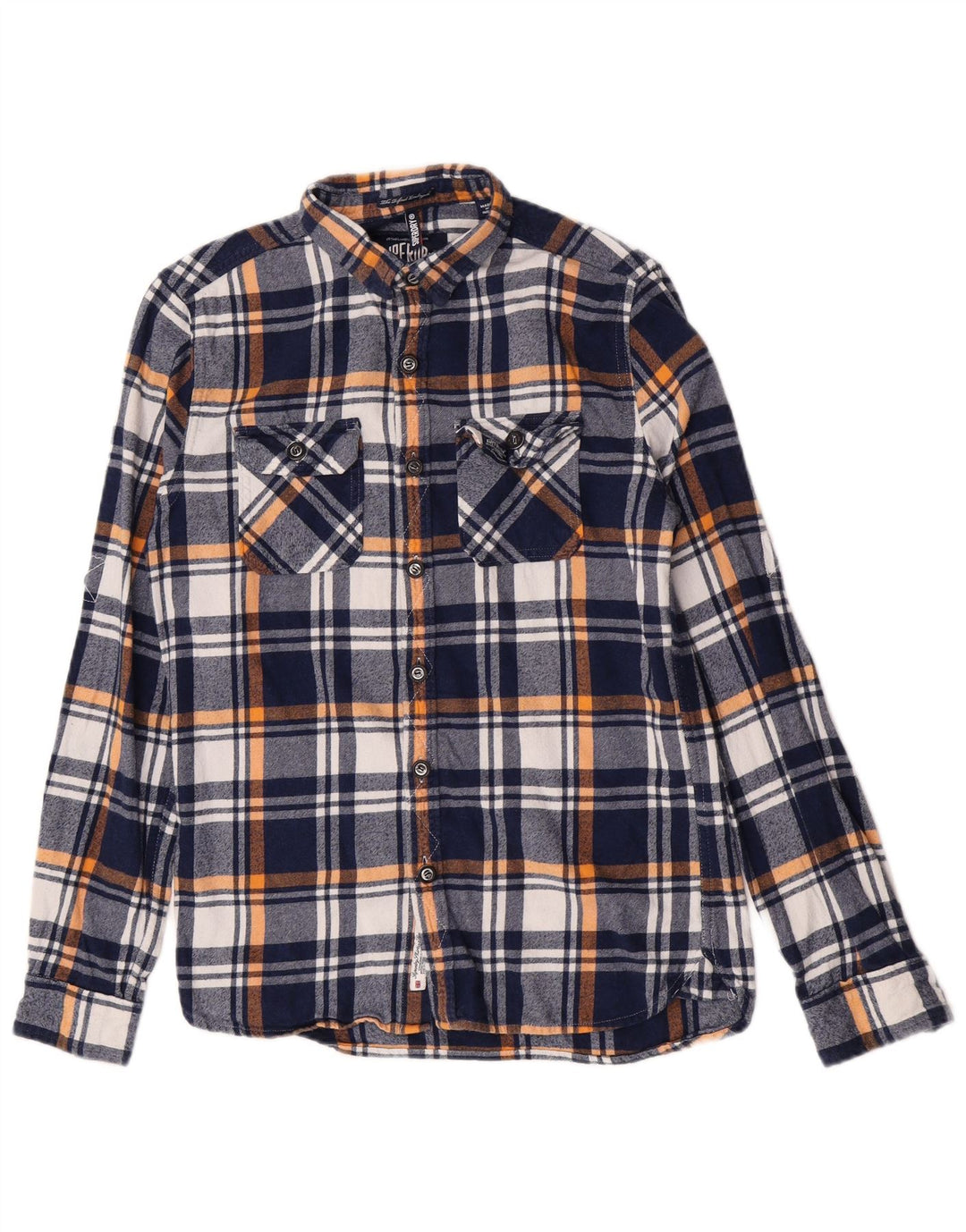 Superdry Camisa De Franela De Algodón A Cuadros Azul Marino Mediano