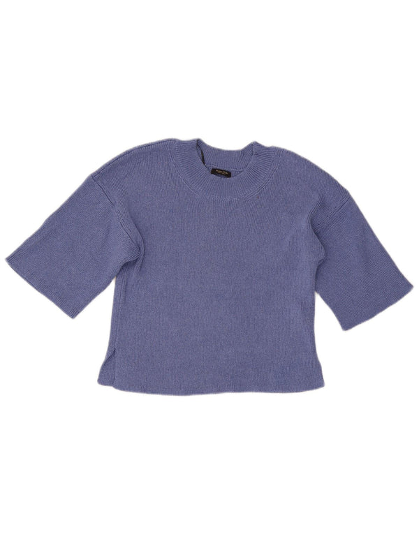 Massimo Dutti Jersey Corto con Cuello Redondo para Mujer UK 6 XS Azul