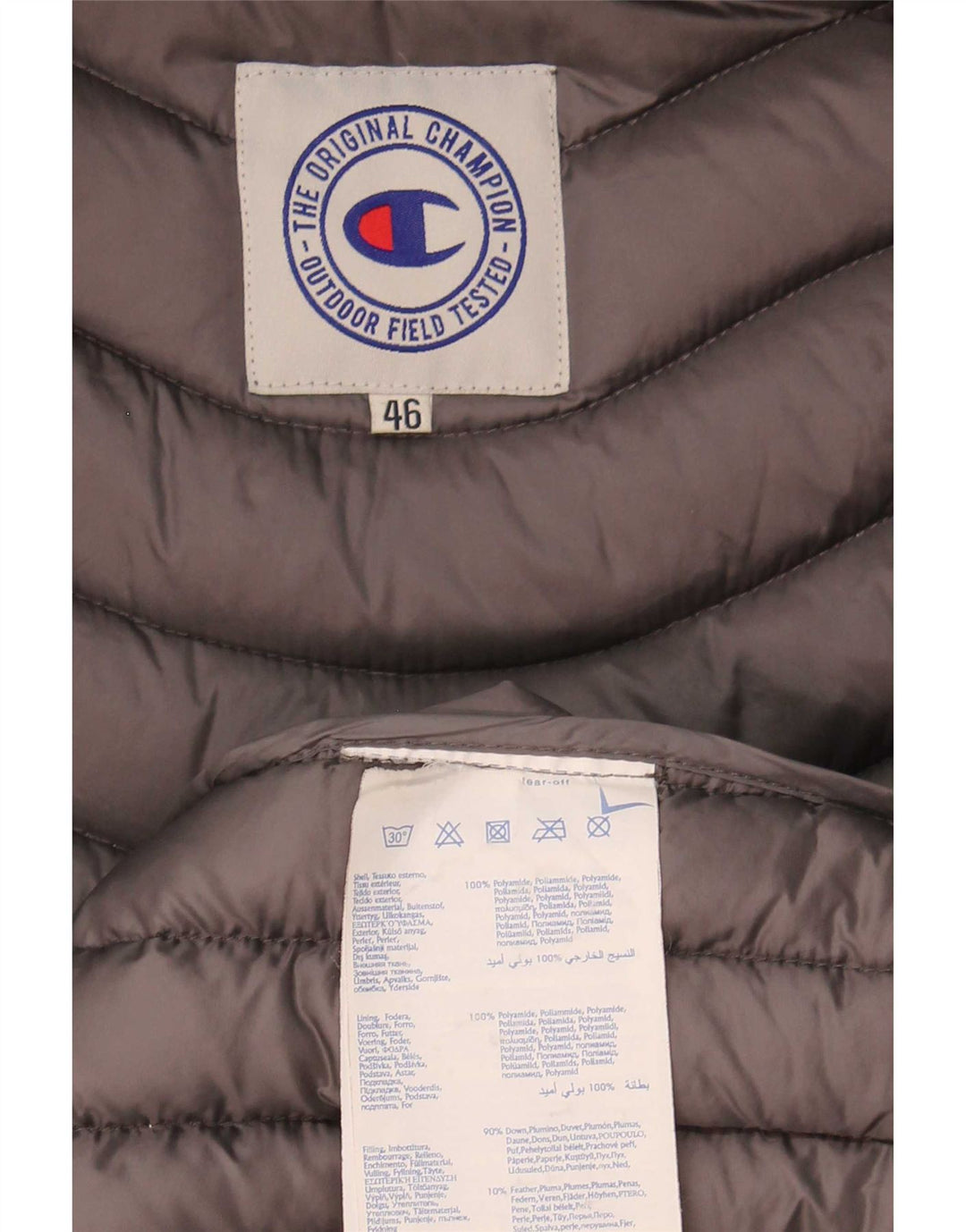 Champion Abrigo acolchado con capucha para mujer IT 46 Large Grey Polyamide