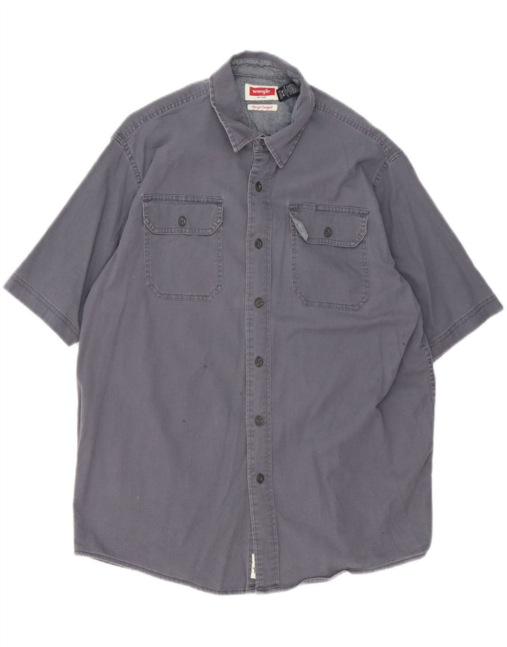 Wrangler Camisa De Manga Corta Para Hombre Algodón Azul Marino Medio