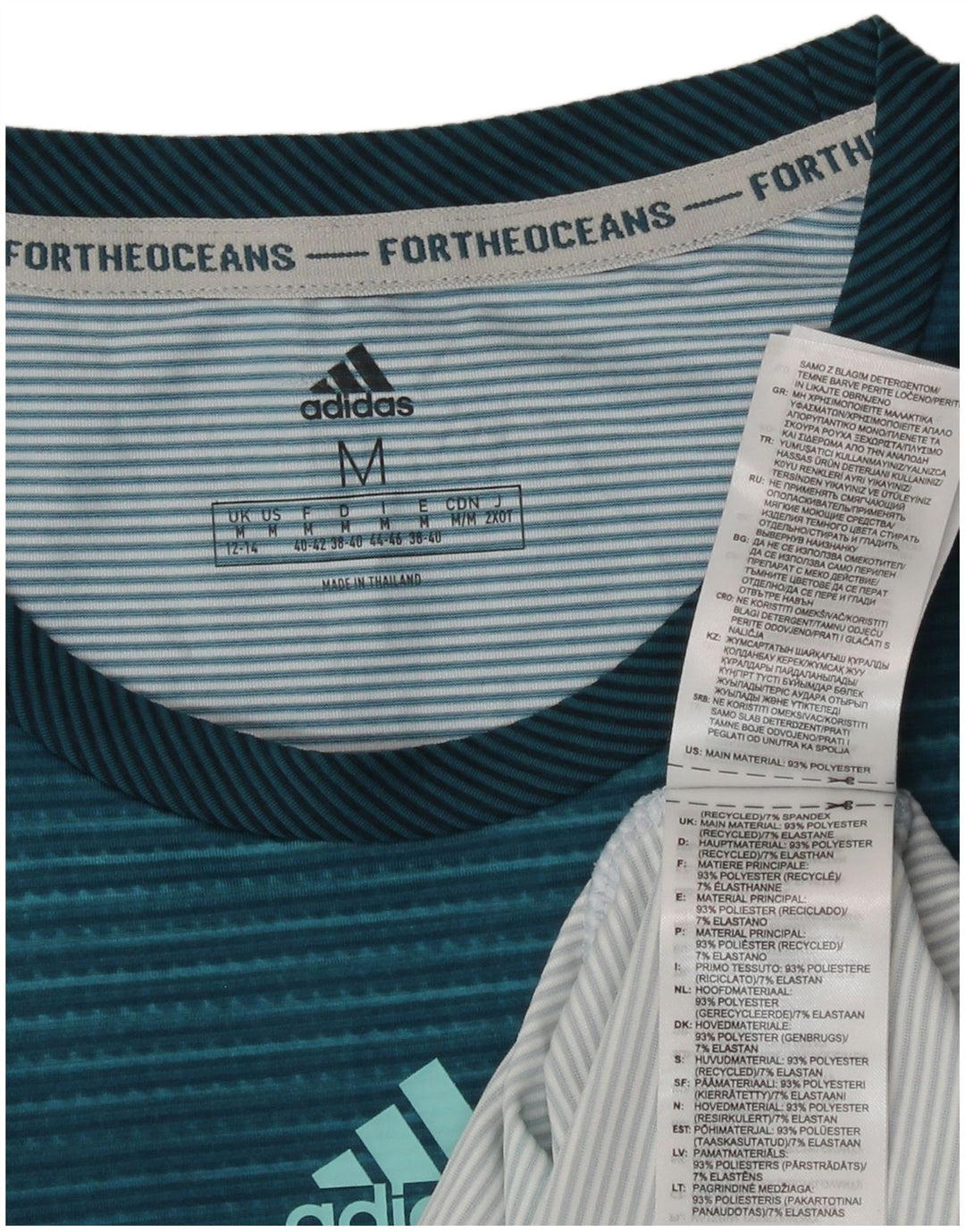 Adidas Mujer Chaleco Top UK 12/14 Medio Azul Rayas Poliéster