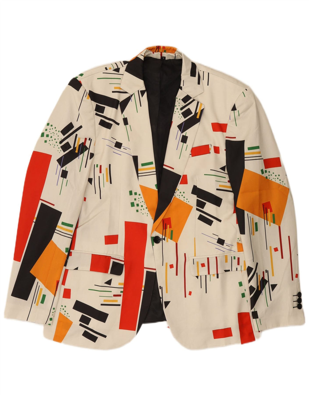 Vintage hombres 1 botón Blazer chaqueta Reino Unido 40 grande blanco geométrico