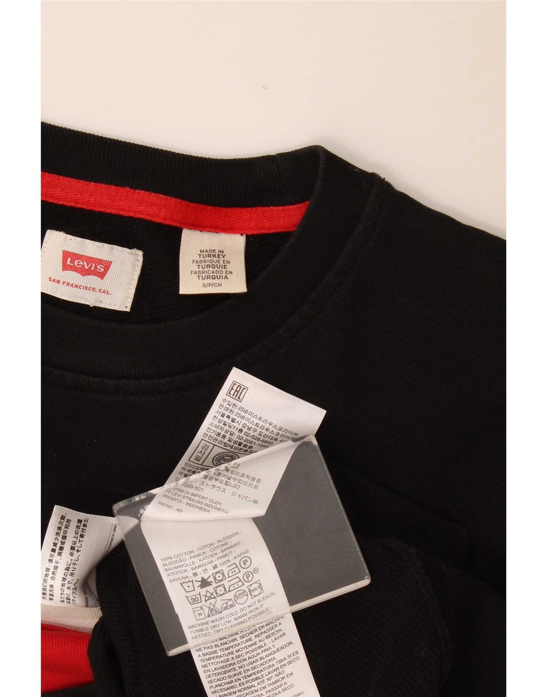 Levi's Hombre Sudadera Gráfica Jumper Small De Algodón Color Block Negro