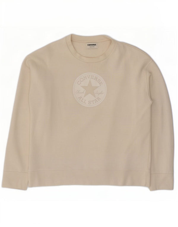 Converse Mujer Graphic Sudadera Jumper UK 14 Medium Off White