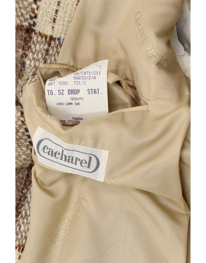 Cacharel Chaqueta tipo blazer de 2 botones para hombre IT 52 XL Lana a cuadros beige