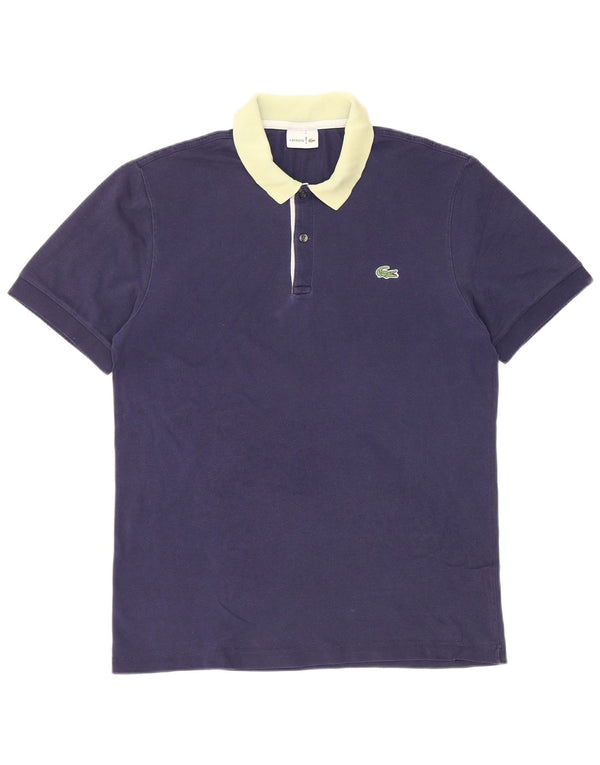 Polo Lacoste para hombre Talla 5 Grande Azul marino Colorblock Algodón
