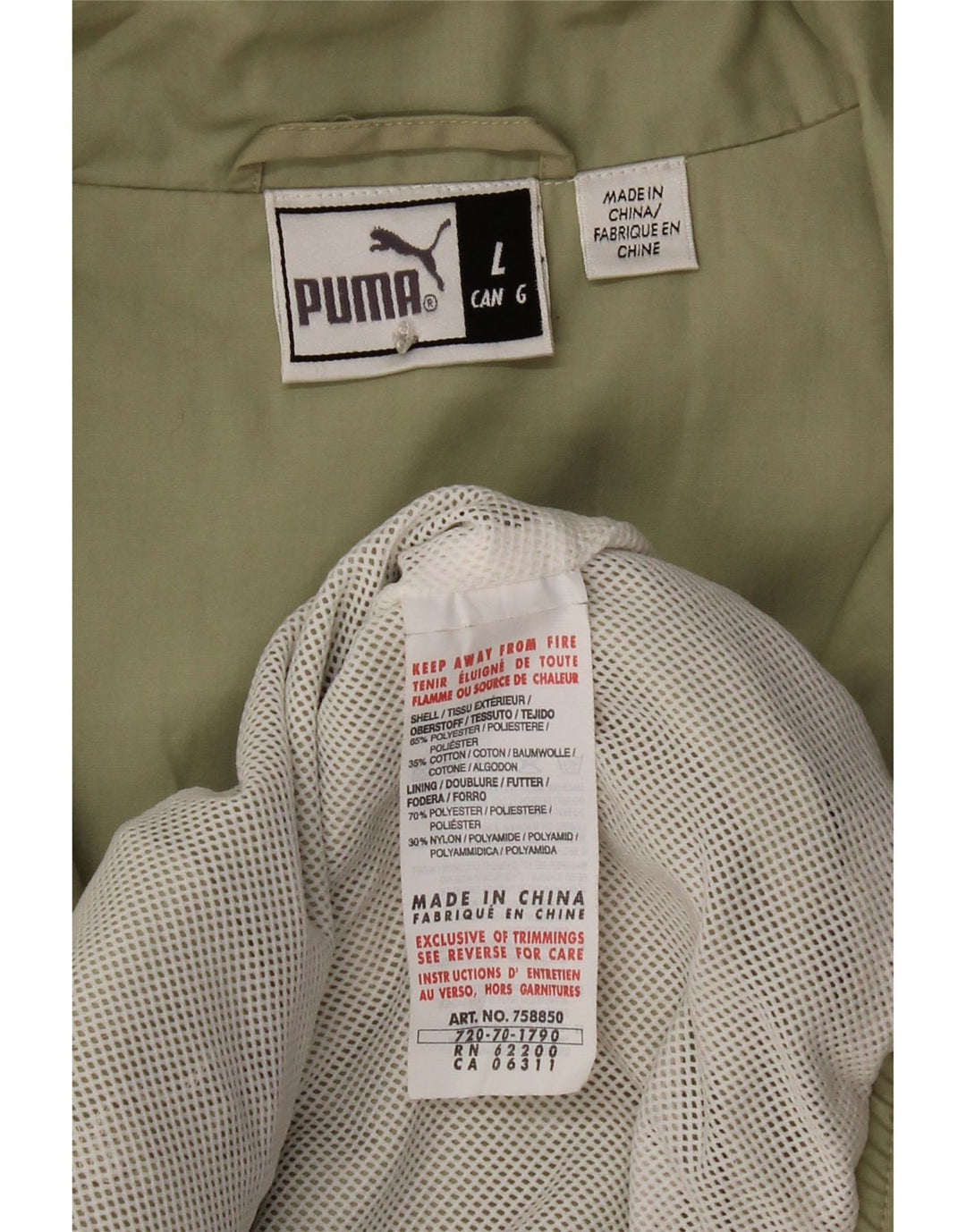 Puma Mens Chándal Top Chaqueta Grande Caqui Poliéster