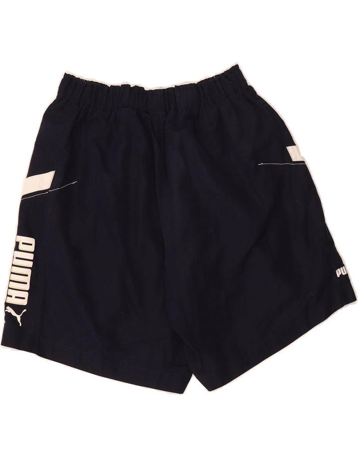 PUMA Mens Graphic Sport Shorts Large  Navy Blue Polyester Vintage Puma and Second-Hand Puma from Messina Hembry 