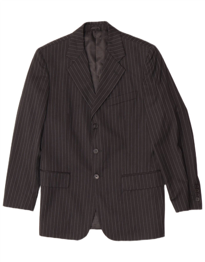 Oviesse Chaqueta tipo blazer de 3 botones para hombre IT 48 Lana mediana a rayas negras