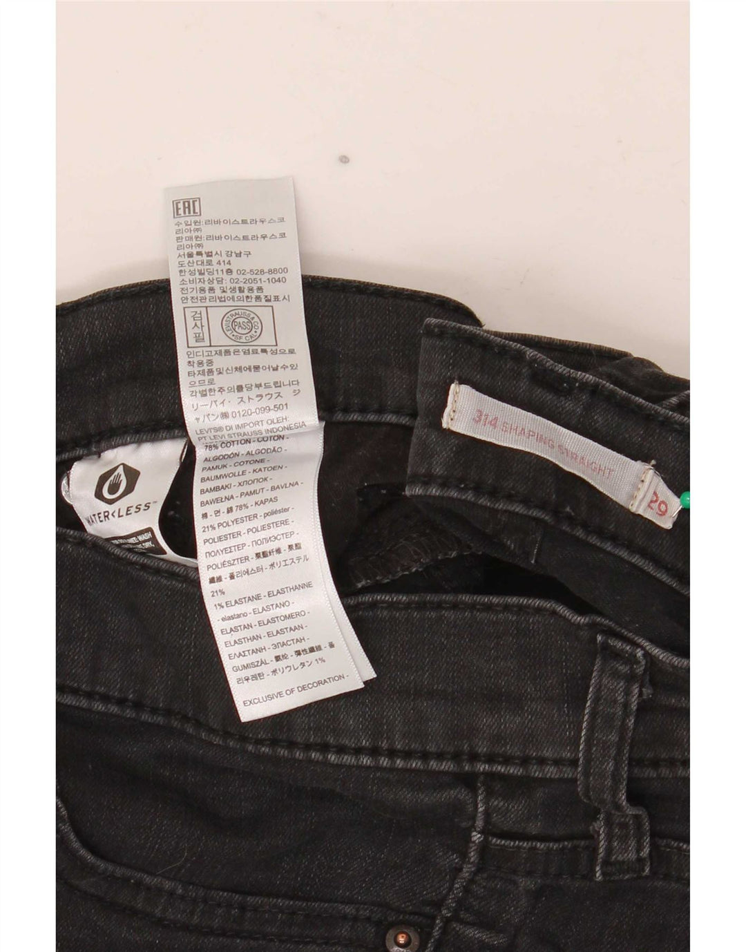 Levi's Mujer 314 Shaping Shorts De Mezclilla W29 L28 Algodón Negro