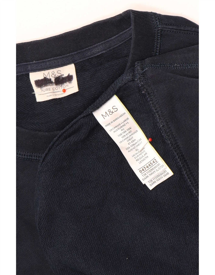 Marks & Spencer Hombre Sudadera Jumper Grande Azul Marino Algodón