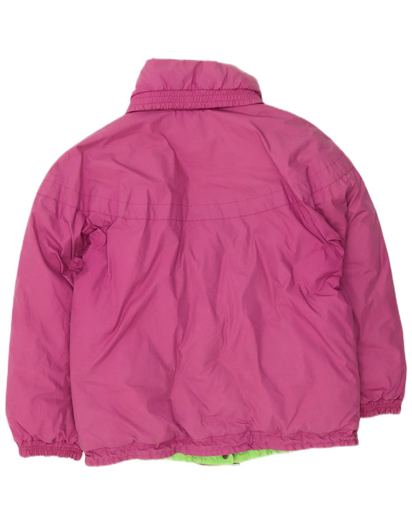Vintage mujer reversible chaqueta acolchada Reino Unido 14 algodón púrpura grande