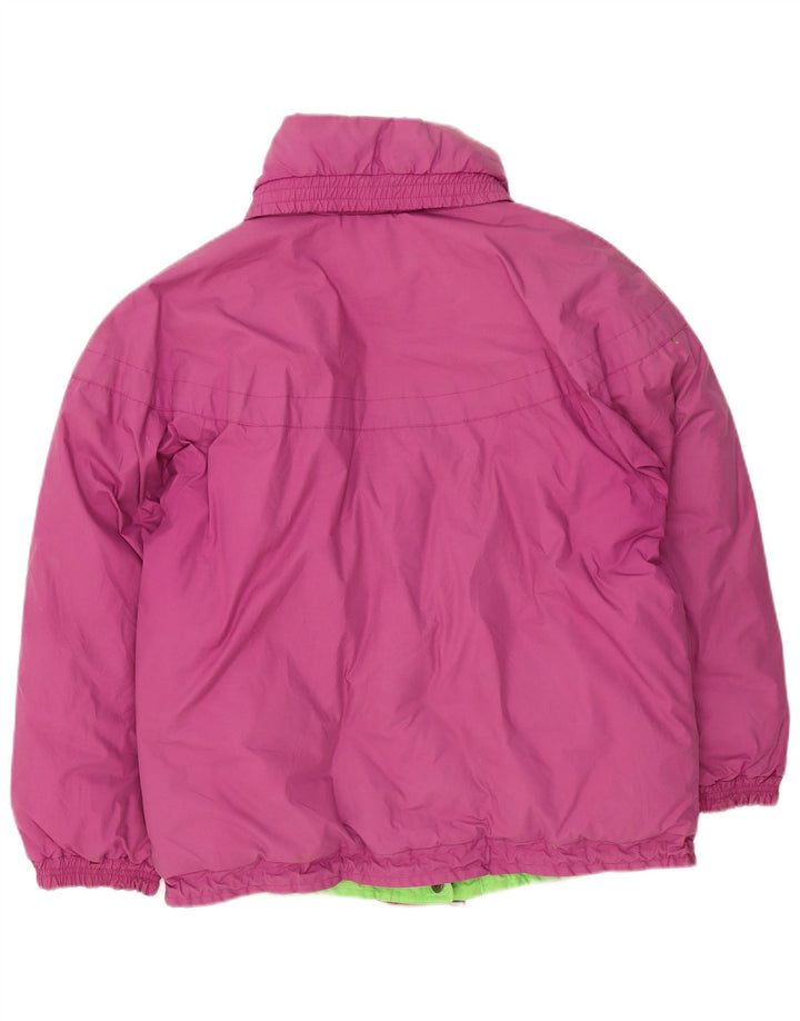 Vintage mujer reversible chaqueta acolchada Reino Unido 14 algodón púrpura grande