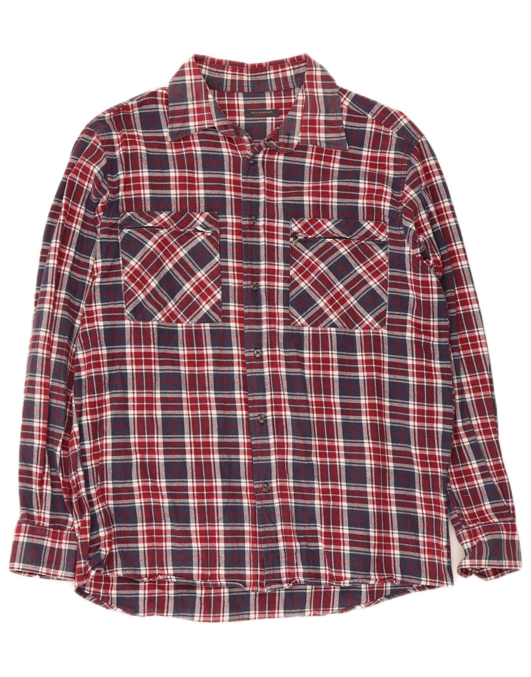 Camisa de franela para hombre Sea Barrier a cuadros rojos medianos