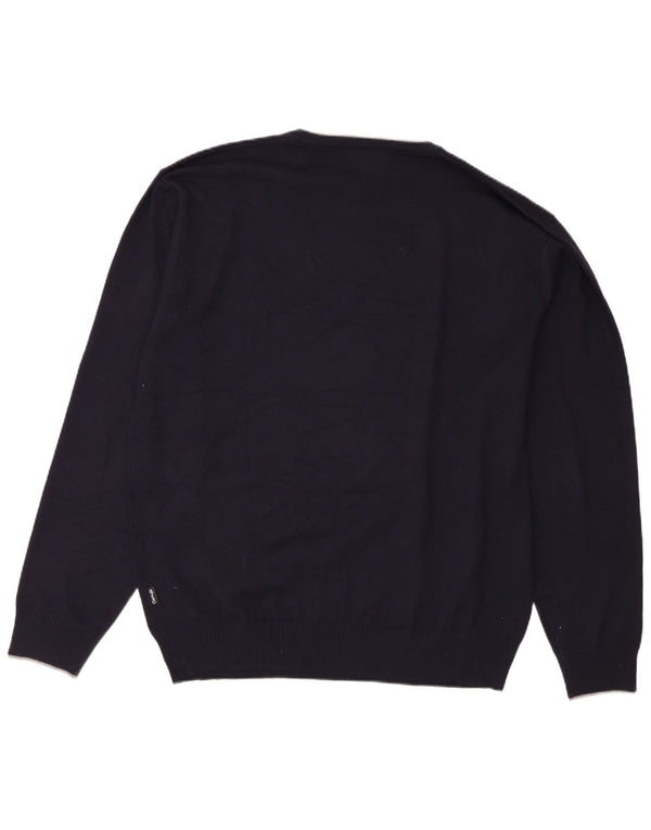 Coveri Jersey de cuello redondo para hombre, talla 3XL, viscosa azul marino