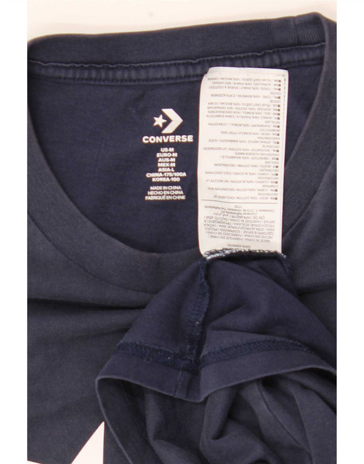 Converse Hombre Camiseta Gráfica Top Medio Azul Marino Algodón