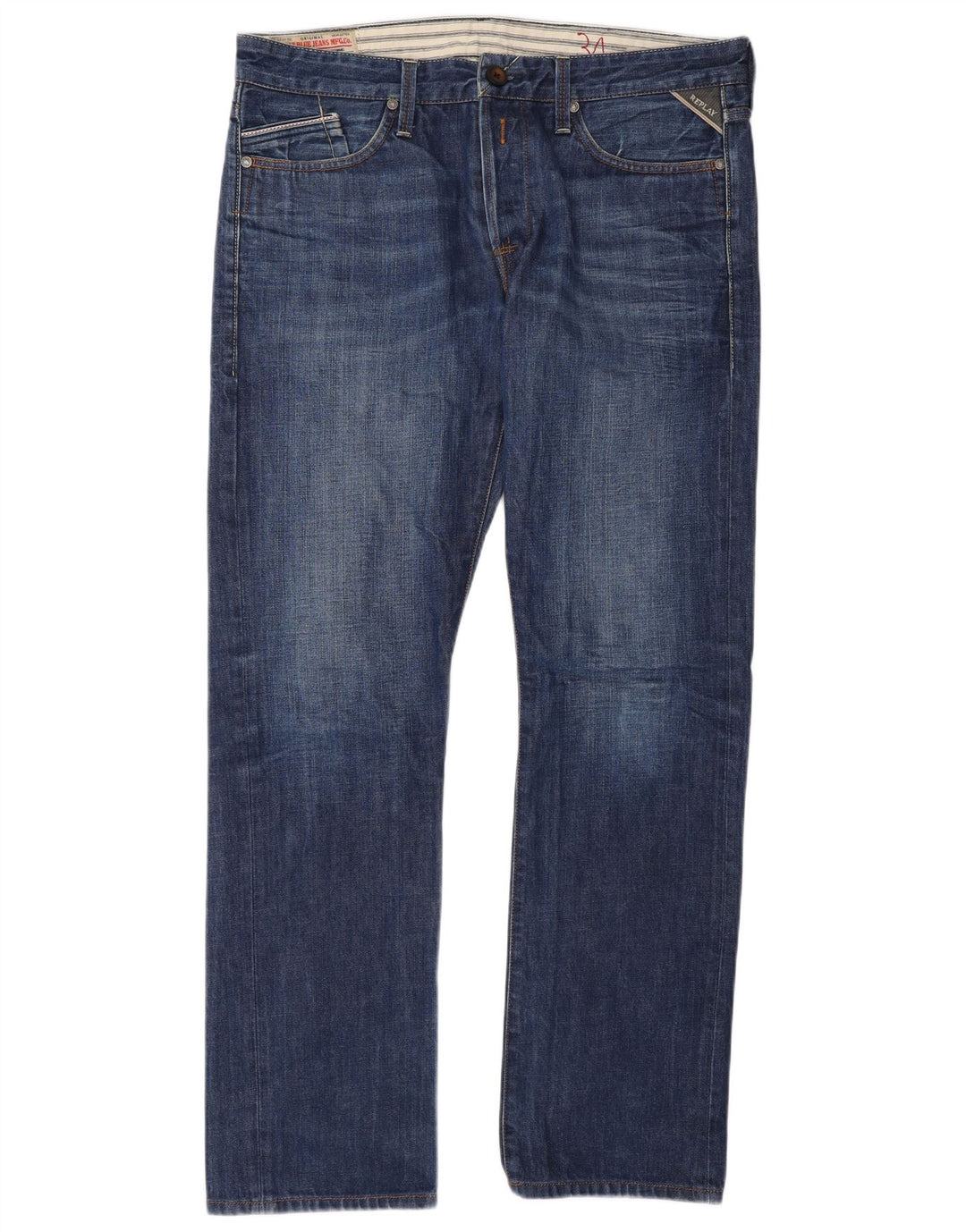Vaqueros rectos para hombre Replay W34 L32 Algodón azul