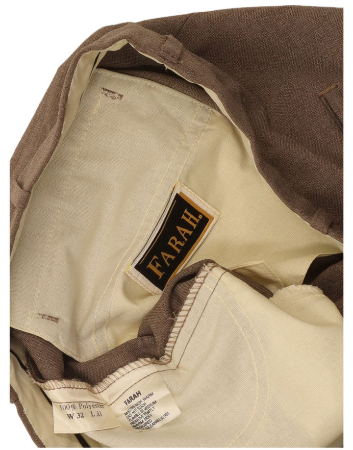 Farah Mujer Pantalones De Traje Rectos Con Pegged W32 L26 Poliéster Beige