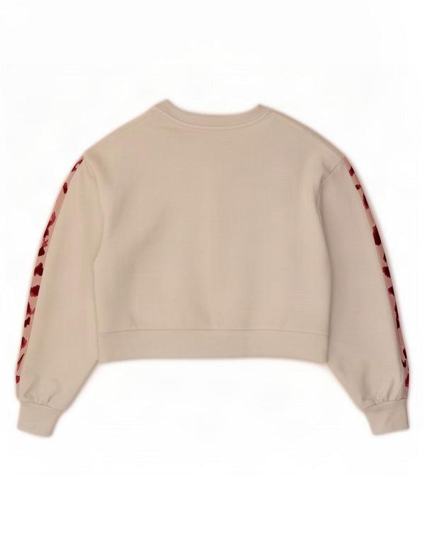 Puma Mujer Graphic Crop Sudadera Jumper UK 14 Mediano Algodón Blanco