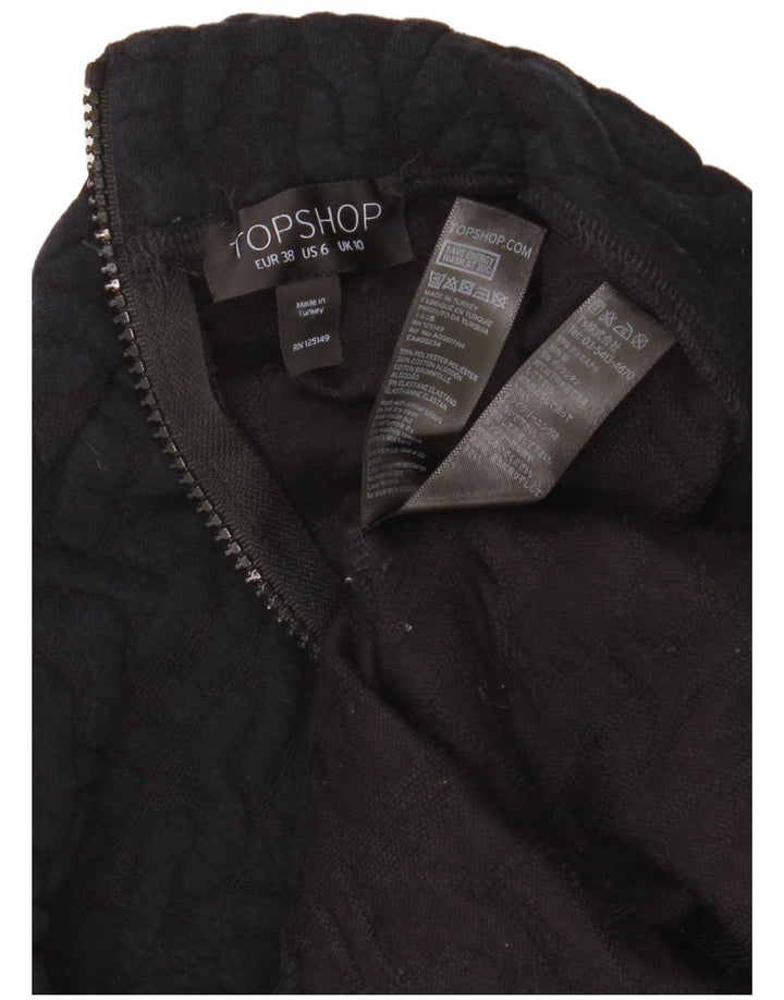 Topshop Vestido tipo jersey de manga corta para mujer UK 10 Small Poliéster negro