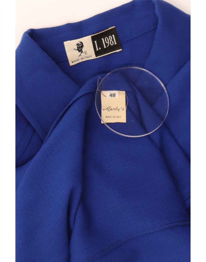 Chaqueta blazer vintage de 5 botones para mujer IT 48 XL Lana virgen azul