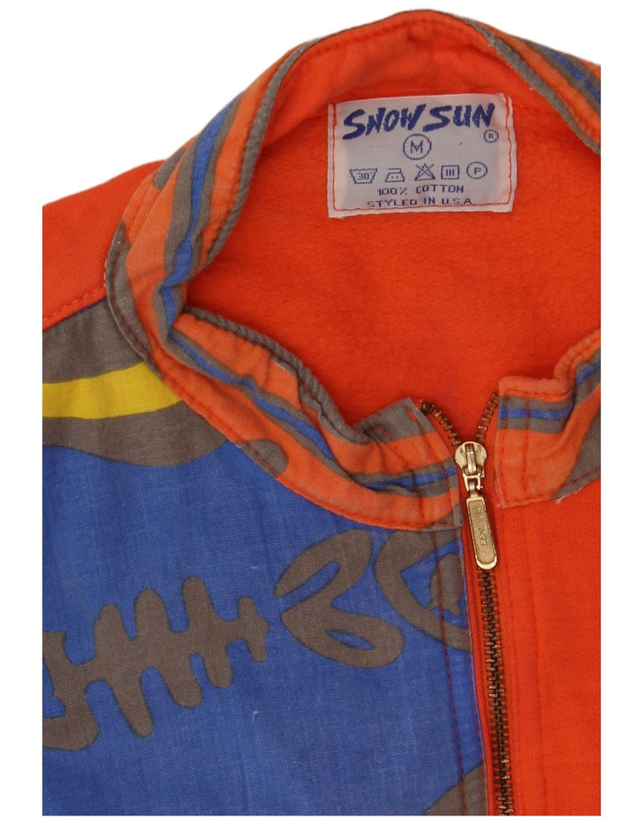 Vintage hombres zip cuello sudadera jumper medio naranja colorblock 80s