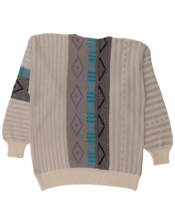 Jockey Jersey De Cuello Redondo para Hombre Suéter Grande Gris Geométrico Acrílico