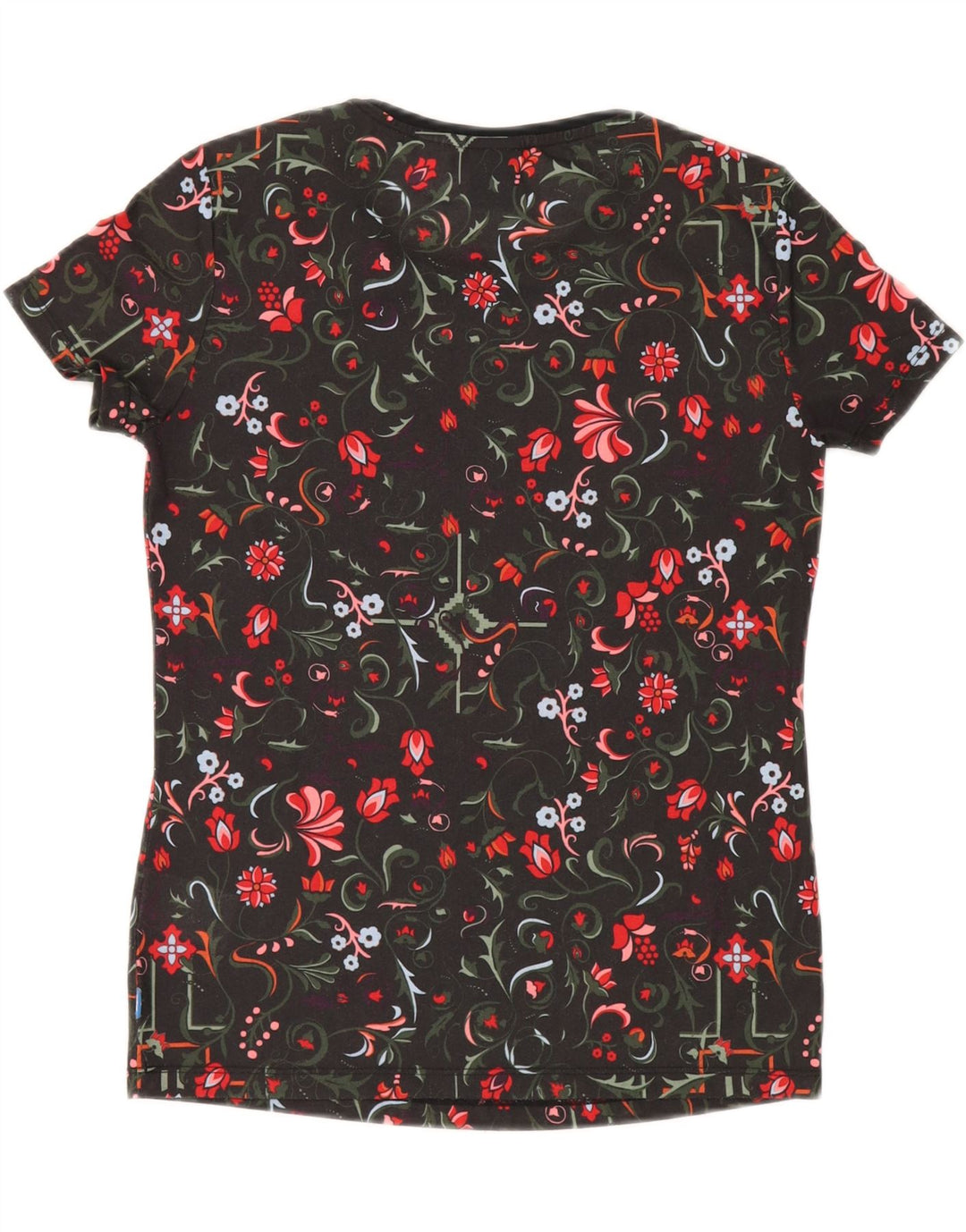 ADIDAS Camiseta gráfica para mujer Top UK 10 Small Negro Floral Poliéster