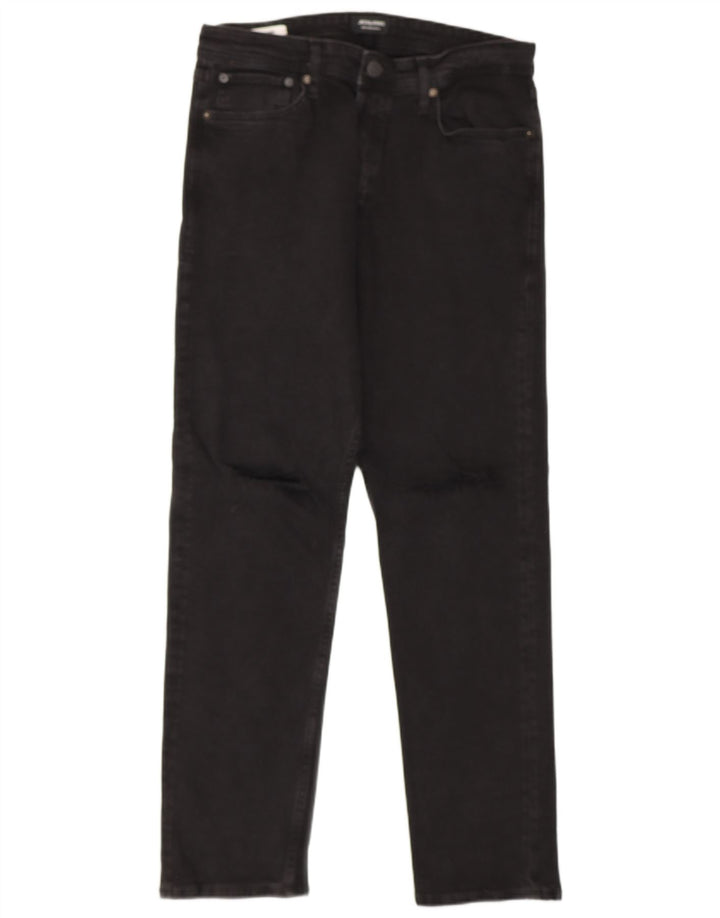 JACK & JONES Mens Straight Jeans W32 L32 Black Cotton