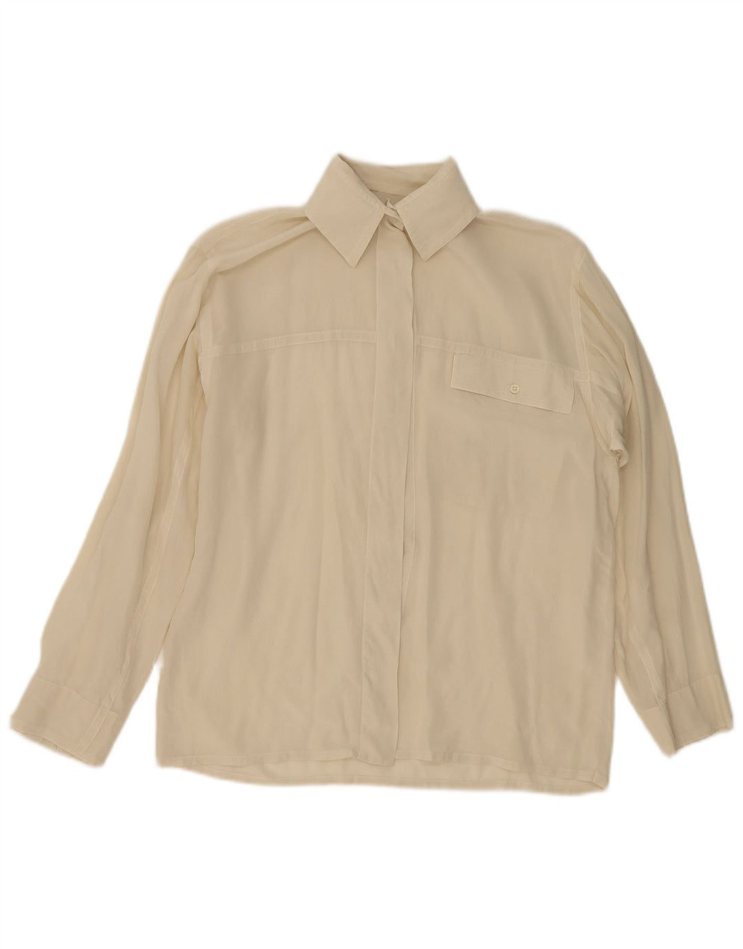Vintage mujer camisa blusa Reino Unido 12 Medio Beige