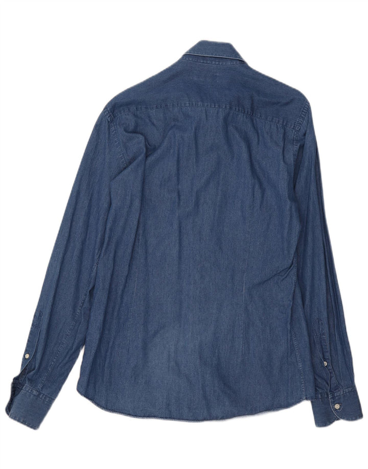 Camisa vaquera para hombre Fay Talla 40 15 3/4 Algodón azul medio
