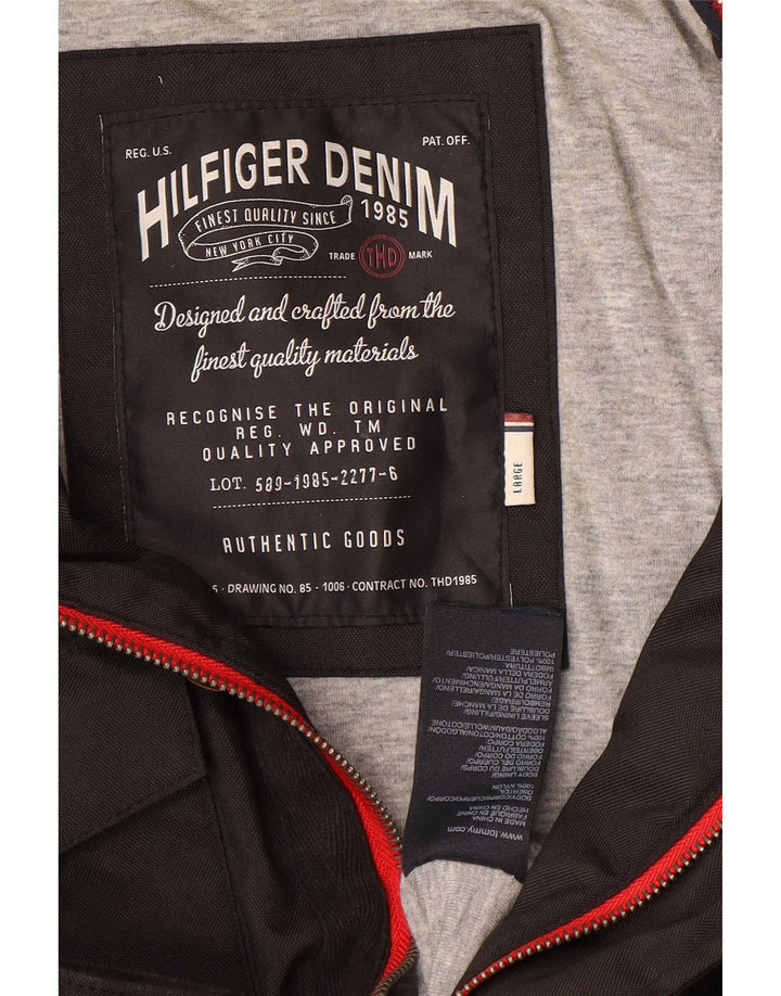 Tommy Hilfiger Chaqueta militar para hombre UK 40 Large Nylon negro