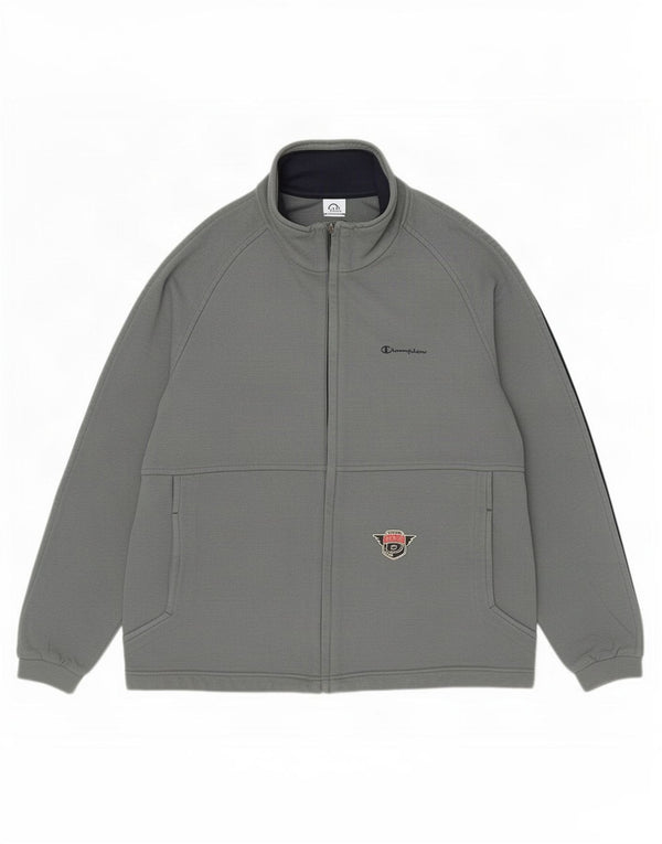 Champion Chaqueta de chándal para hombre con rayas grises grandes