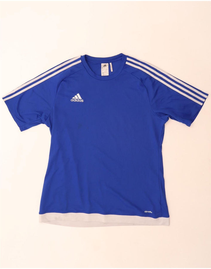 Adidas Hombre Climalite Camiseta Top Grande Azul Colorblock Poliéster
