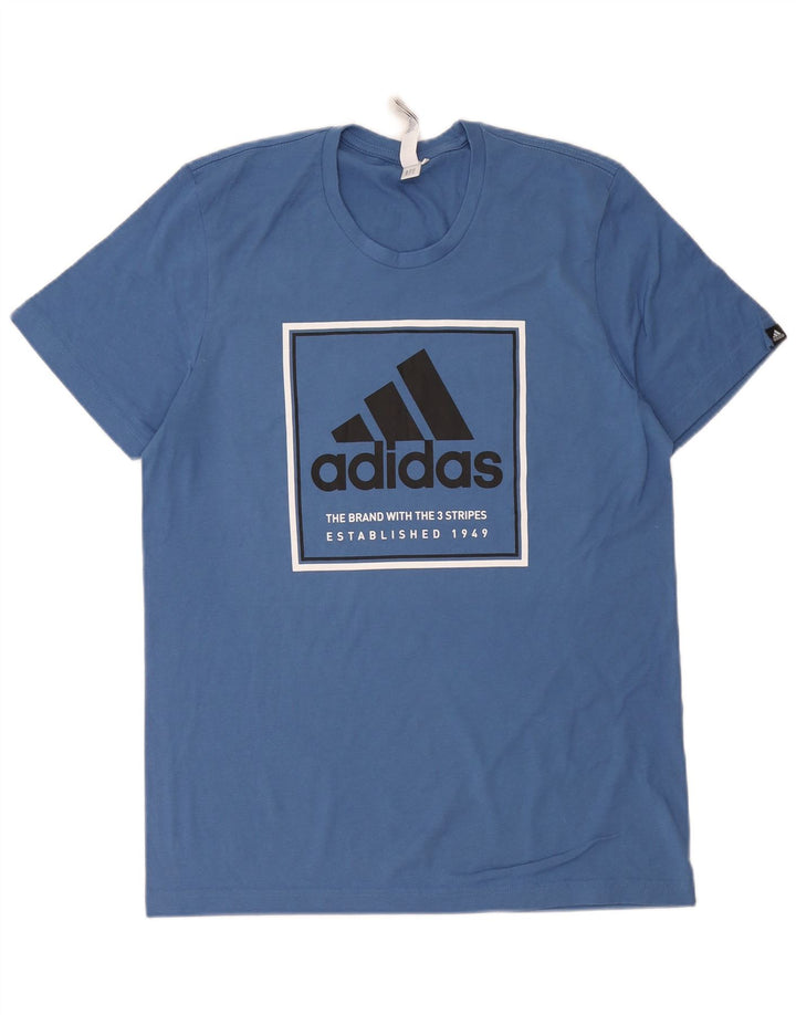 Adidas Camiseta Gráfica De Tres Rayas Para Hombre Top Algodón Azul Medio
