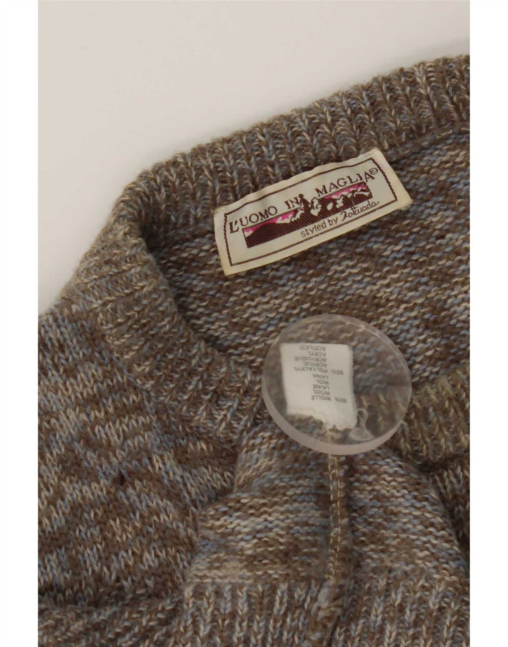 Vintage hombres chaleco camiseta sin mangas XS gris lana moteada