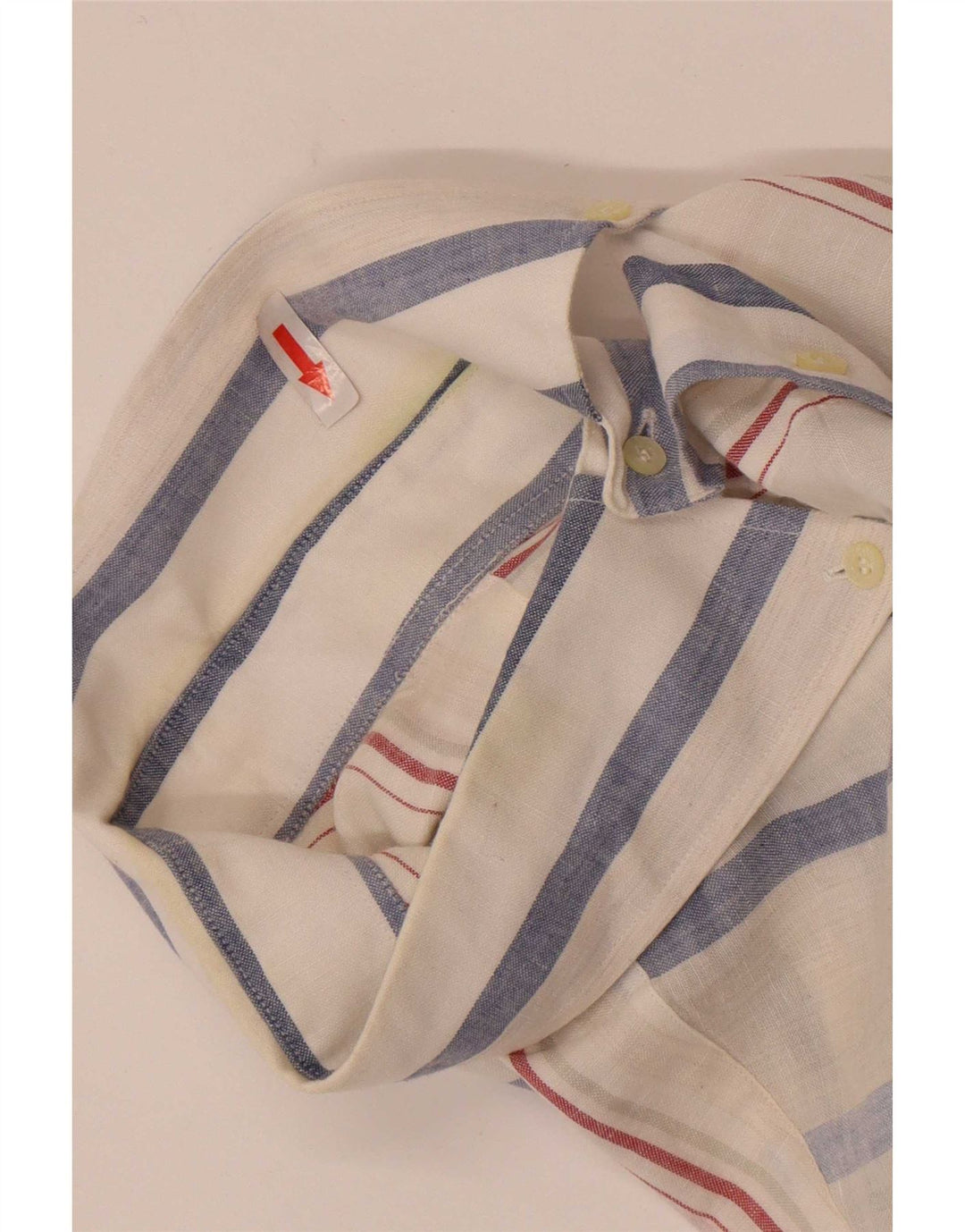 Camisa Lacoste Hombre Manga Corta Talla 42 Grande Lino Rayas Blancas