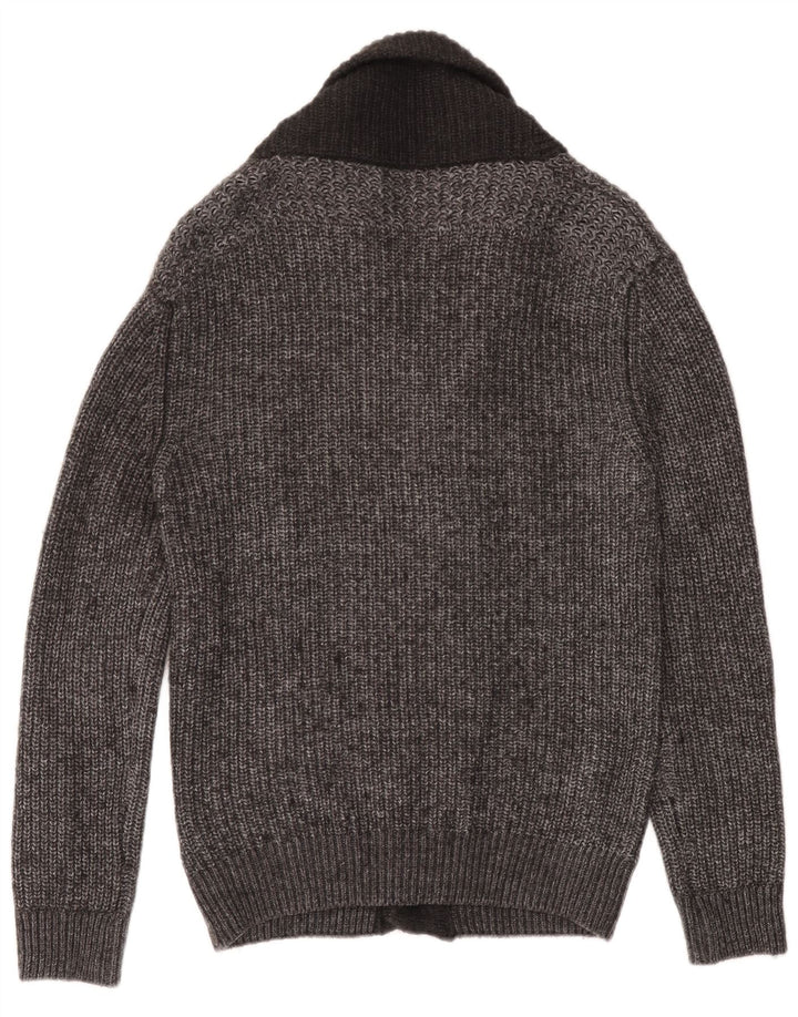 Zara Hombre Cárdigan Suéter Grande Acrílico Moteado Gris